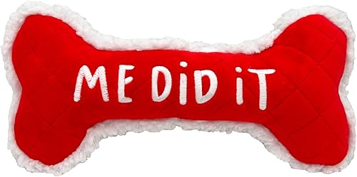 Huxley & Kent para perros  Me Did It, I Sorry Bone (pequeño)  Juguete de peluche navideño de doble cara con chirriador  Divertido regalo para perros