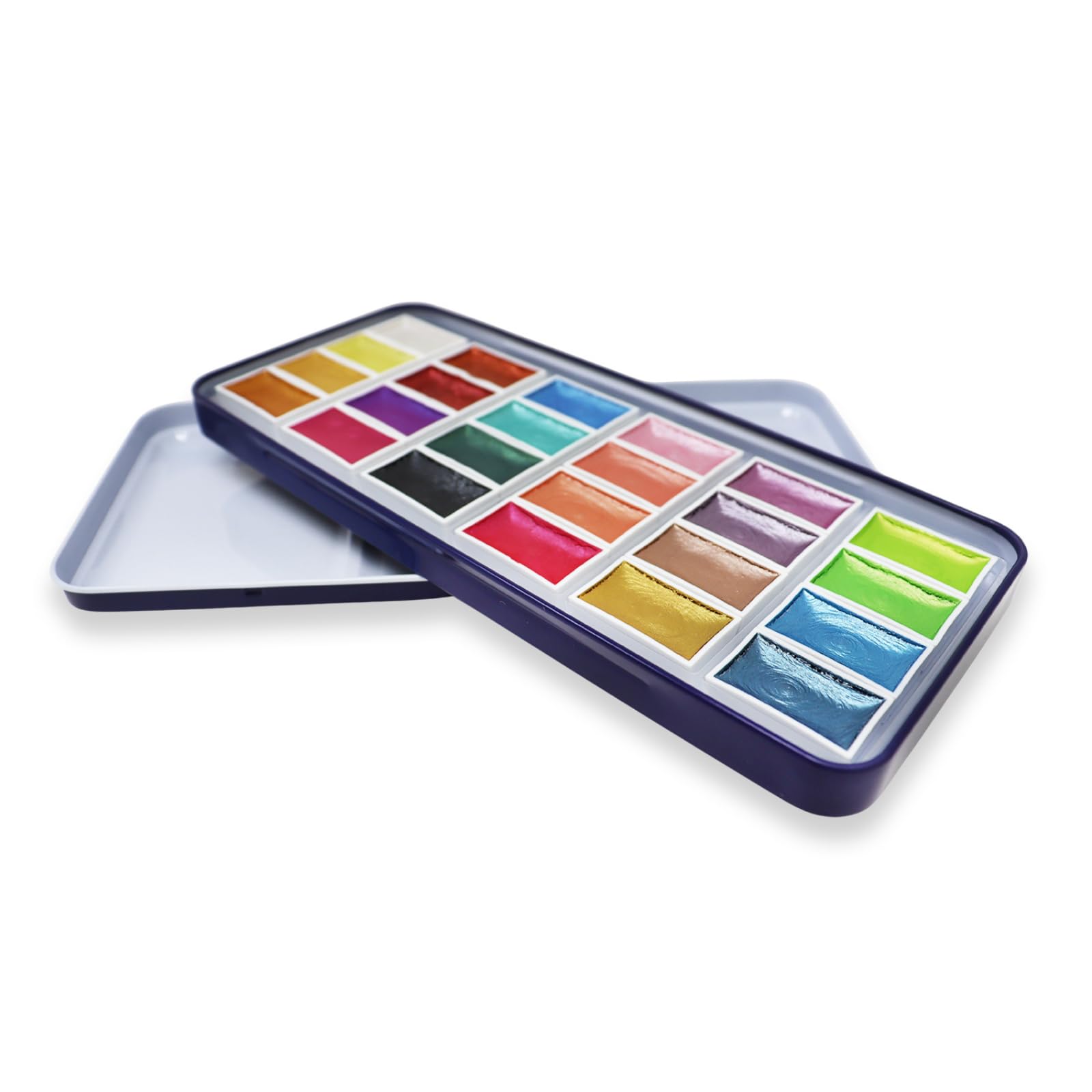 Artway Shimmer Watercolour Paint Set - A range of metallic and pearlescent colours perfect for watercolour painting - 24 Full Pans