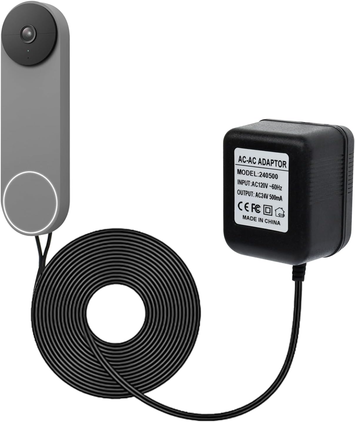 24V Transformer Doorbell Power Adapter Compatible with Google Nest,Wyze,Eufy Video Doorbells, C Wire Adapter 16.4ft/5m Extension Cable Doorbell Power Adapter Doorbell Supply Cord 24V Transformer Doorbell Power Adapter Compatible with Google Nest,Wyze,Eufy Video Doorbells, C Wire Adapter 16.4ft/5m Extension Cable Doorbell Power Adapter Doorbell Supply Cord