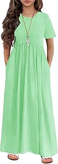 Girls Maxi Dress Long/Short Sleeve Casual Holiday Dress with Pockets for 5-13 Years - Buy now