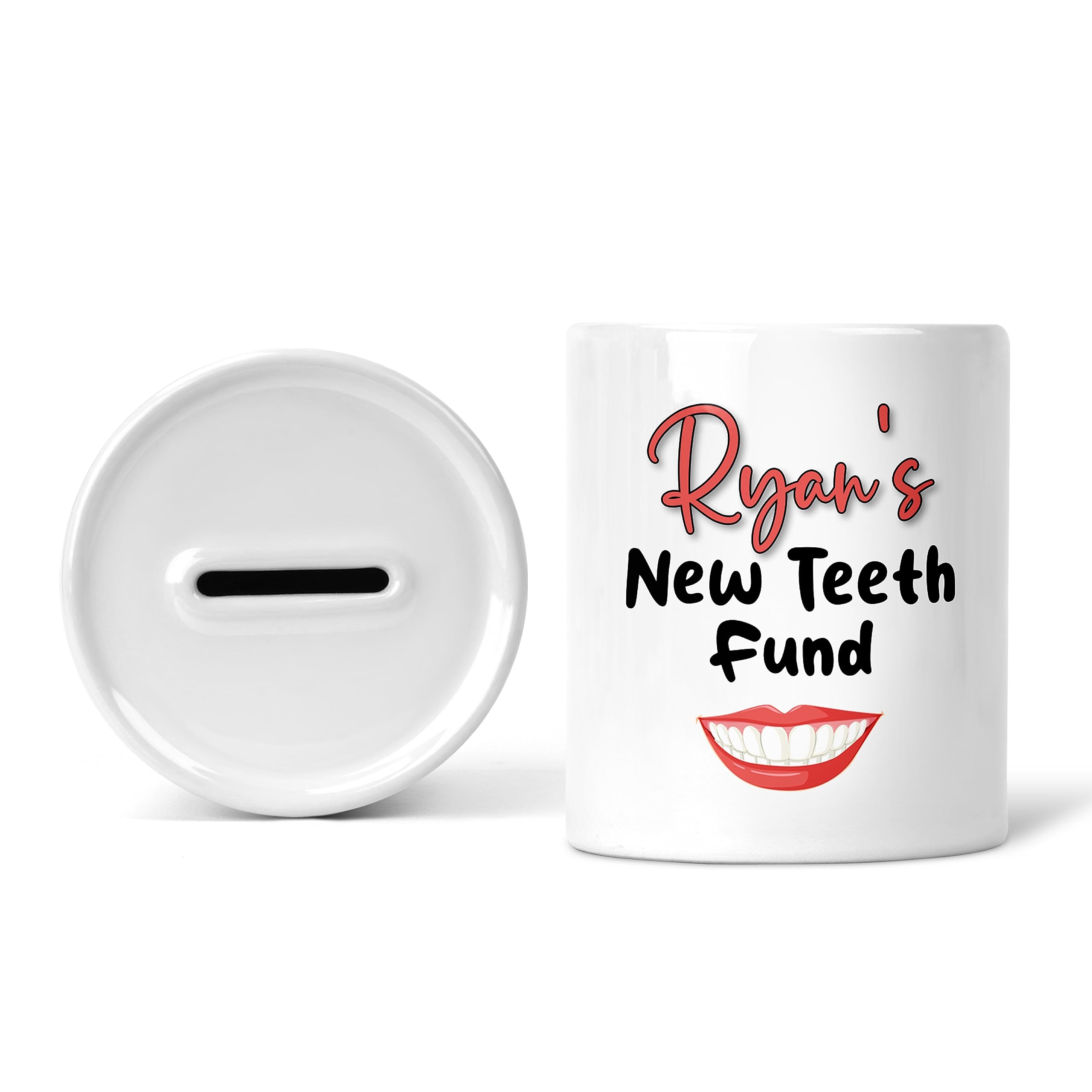 Rib Ticklerz White - Personalised New Teeth Fund Money Box Savings Jar Turkey Teeth Novelty Present Best Friend Colleague Son Daughter Boyfriend Girlfriend Gifts - Mb11