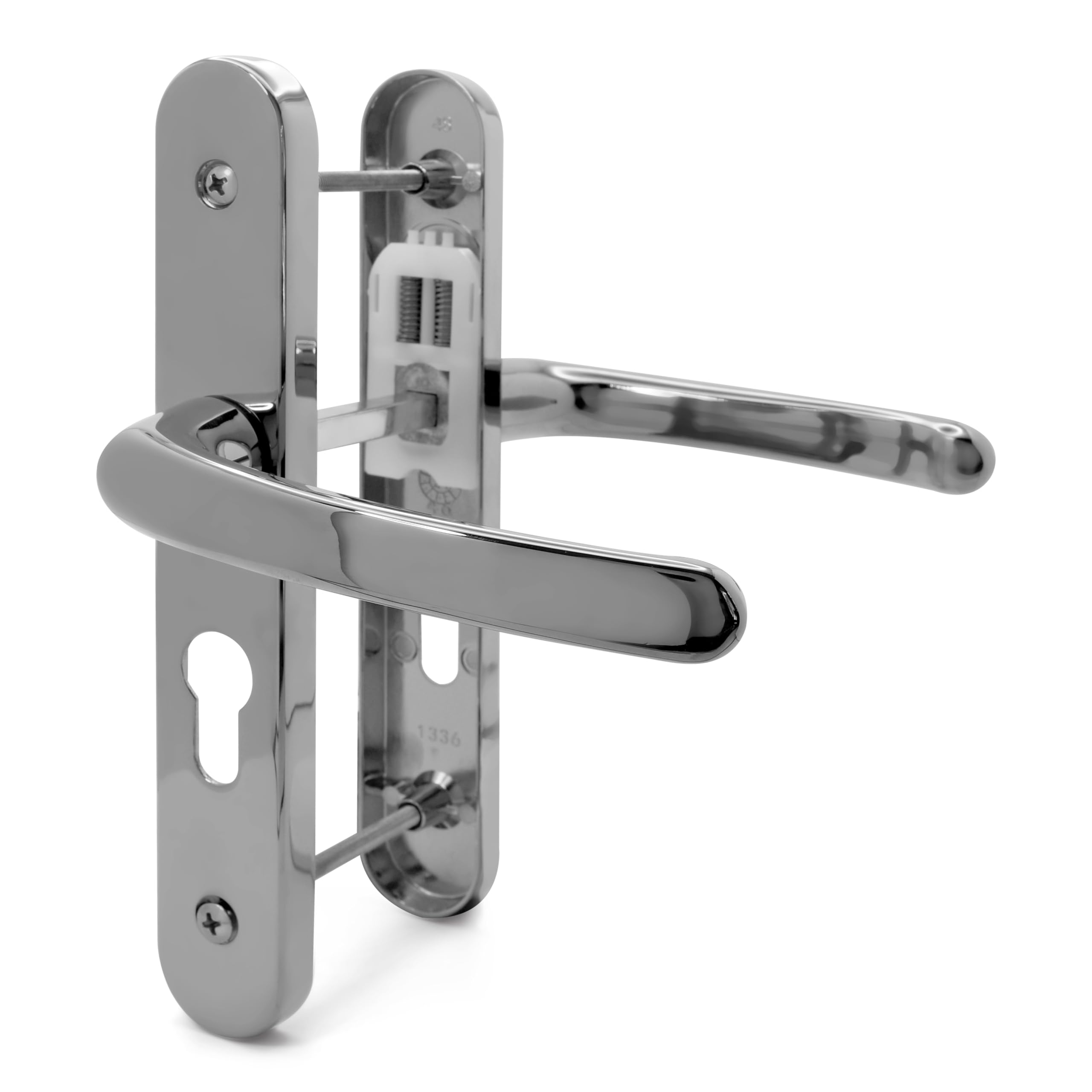 TSS UPVC Door Handle Set, 48mm PZ (Centres), Lever/Lever, Screw To Screw 160mm With Backplate 215mm X 34mm – Replacement PVC Door Handle (Black - View #5