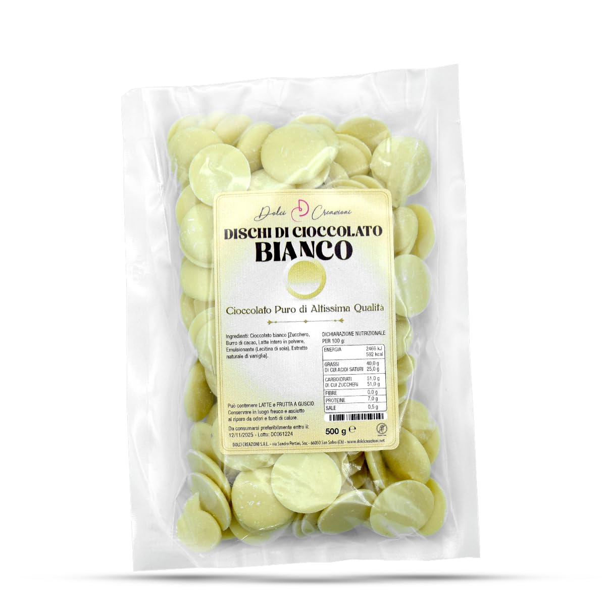 DISQUES CHOCOLAT PURE - 500 g - DÉCORATIONS POUR Gâteaux et gâteaux (BLANC)