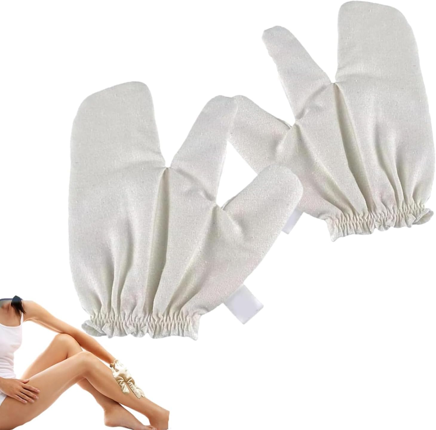 2Pcs Garshana Gloves Raw Silk Massage Gloves, Raw Silk Exfoliating Shower Glove with Elastic Wrist Bands, Non-Irritating Bath Mitts Glove for Bathing Massage for Body Face for Men & Women (1 Pair)