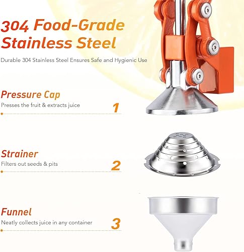 Miniatura 3 de Máquina exprimidora manual de prensa, exprimidor manual de naranja profesional, exprimidor de cítricos comercial, exprimidor de limón y trituradora