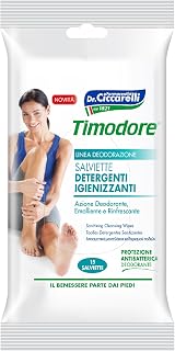 Timodore, Toallitas Limpiadoras e Higienizantes, Específicas para la Limpieza de Pies Cansados y Calientes con Extracto de Tomillo, 100% Made in Italy, Dermatológicamente Testadas, 15 unidades