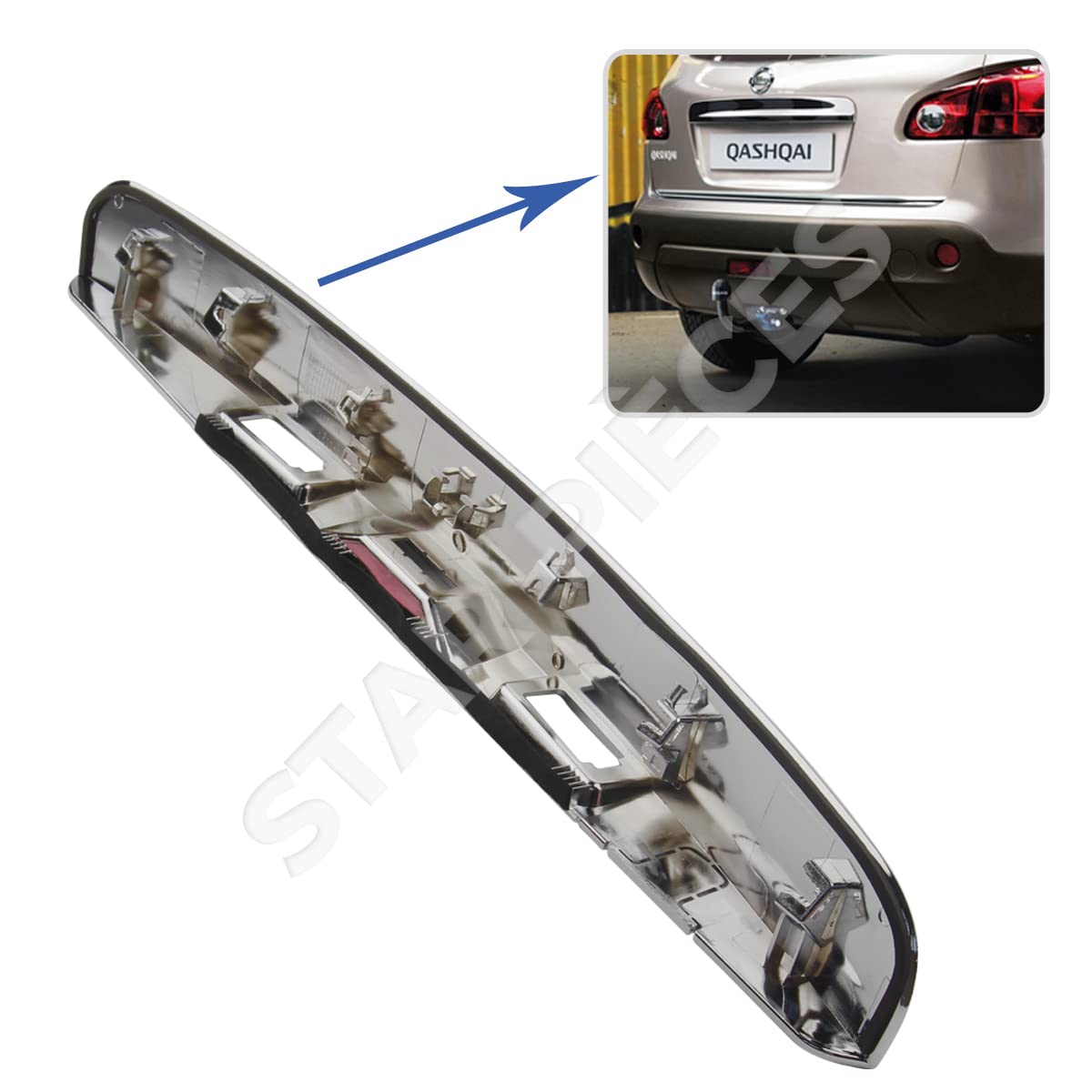 STARKIT PERFORMANCE Aussengriff Chrom Kofferraumleiste Heckklappe komplett für Qashqai 2007-2013 mit und ohne Rückfahrkamera