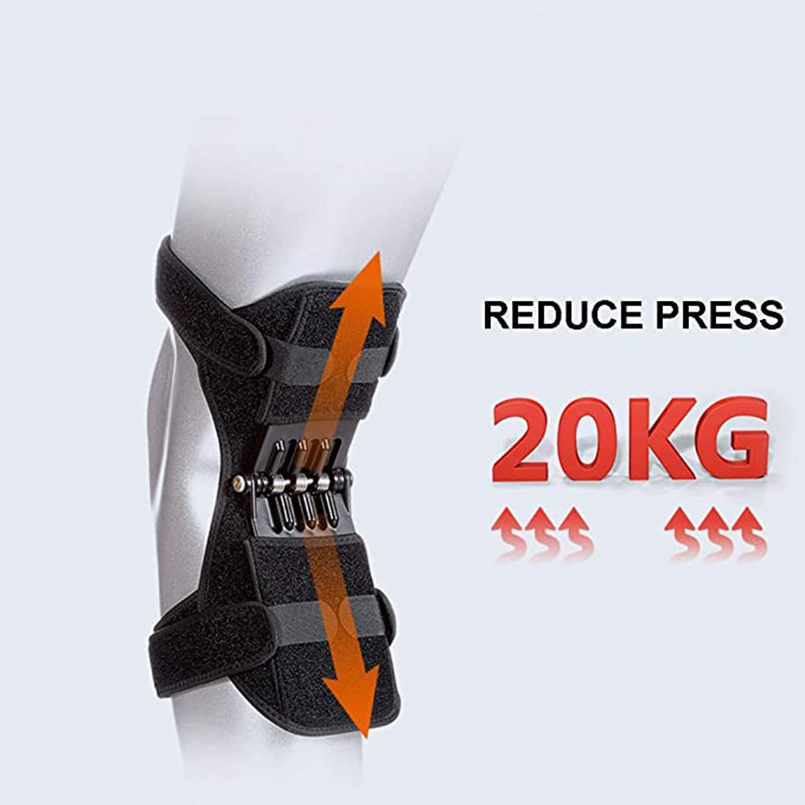 Ginocchiera 2 Pezzi con 3 Molle, Supporto articolare stabilizzatore per Ginocchio a Molla, tutore per Ginocchio Power Lift per Gambe deboli Old Cold Leg Sports Training Squato,Black