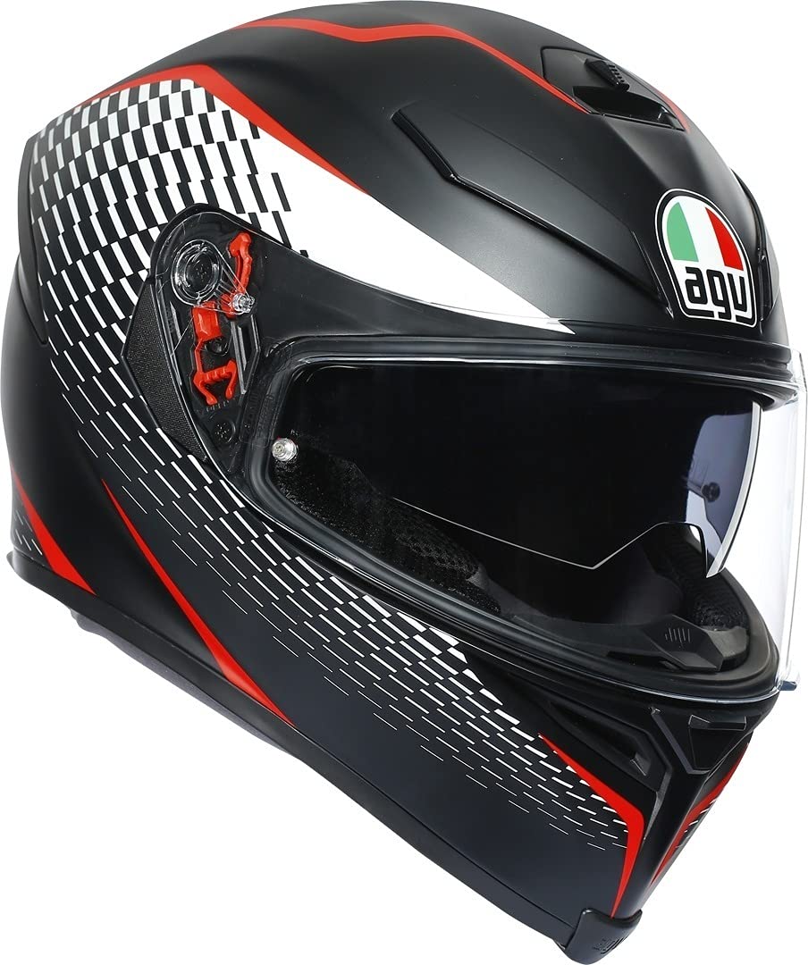 AGV K-5 S Thunder Black White Red Full Face Motorcycle Helmet (XL)