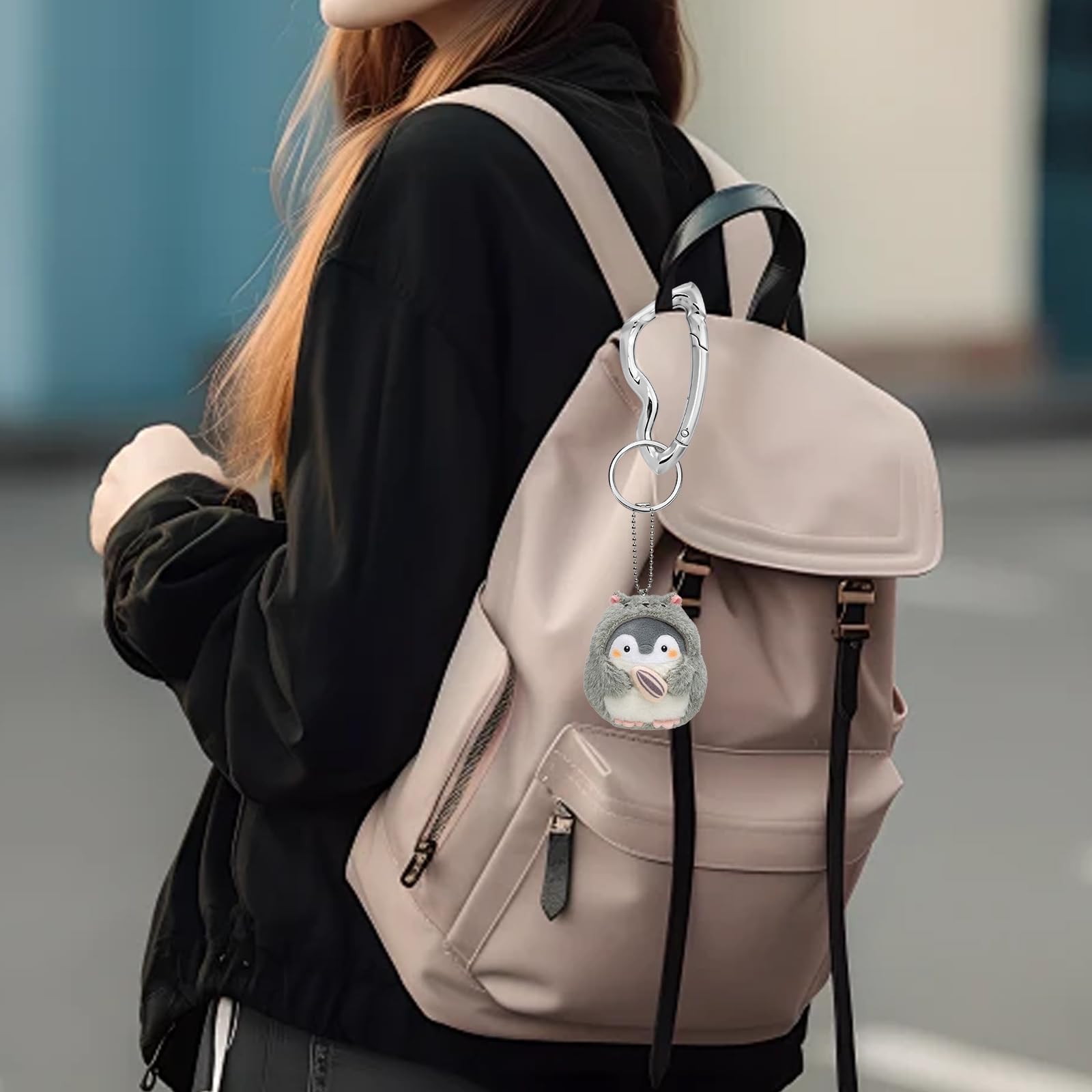 Star Carabiner Keychain Alloy Material Irregular Cute Key Ring Extra-Large Shiny Chrome Holder Organizer for Purse Car Keys Handbag Backpack Bag Charms Silver
