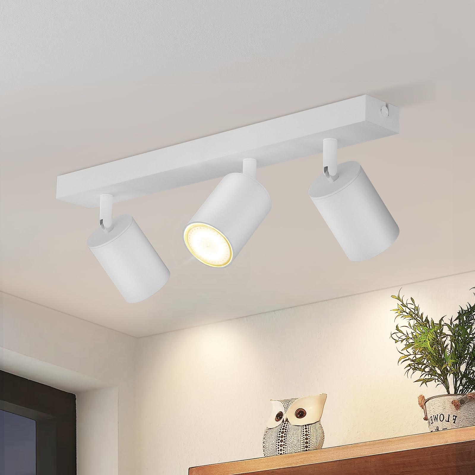 ZMH LED Ceiling Light White Ceiling Spotlight: GU10 Ceiling Light Spotlights 3 Bulbs 350° Swivelling Ceiling Spotlights Modern Hallway Lamp Industrial Wall Spotlight for Living Room Bedroom Kitchen