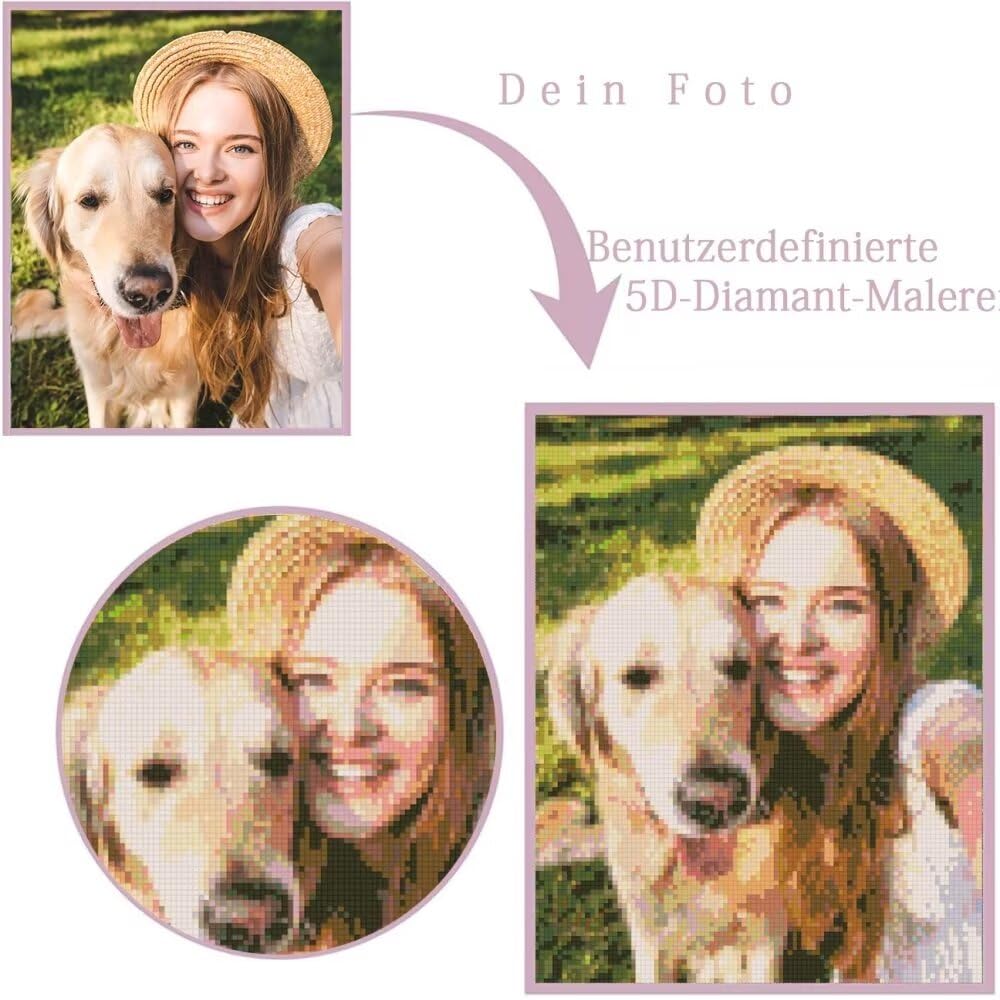 CleverFine Diamond Painting Eigenes Foto Personalisiert Bilder Diamond Painting Benutzerdefinierte Geschenke Home Décor（60 * 80cm,Quadratischer Diamant）