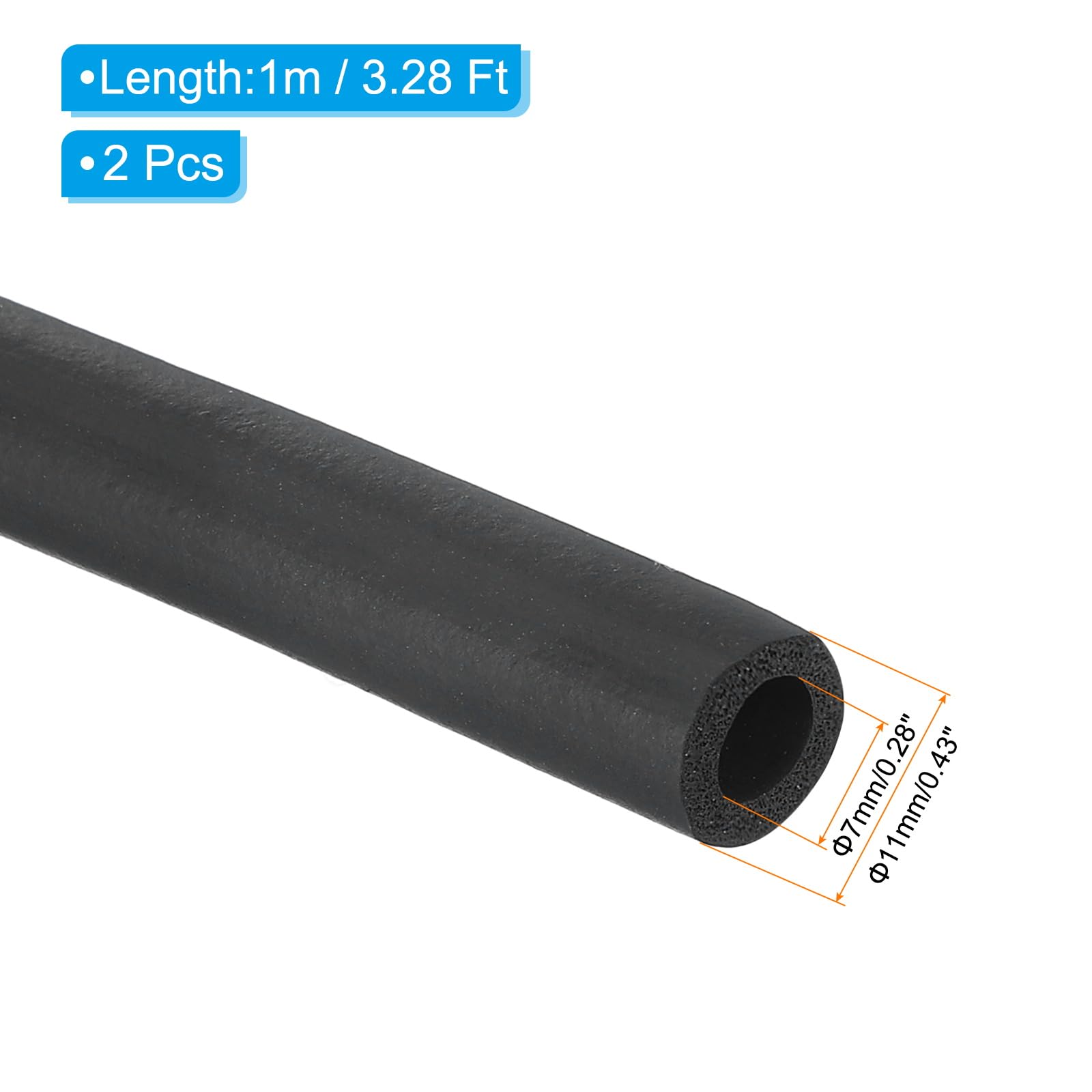 PATIKIL 7mm ID x 11mm OD x 1m Long Pipe Insulation Foam Tube - Image 2