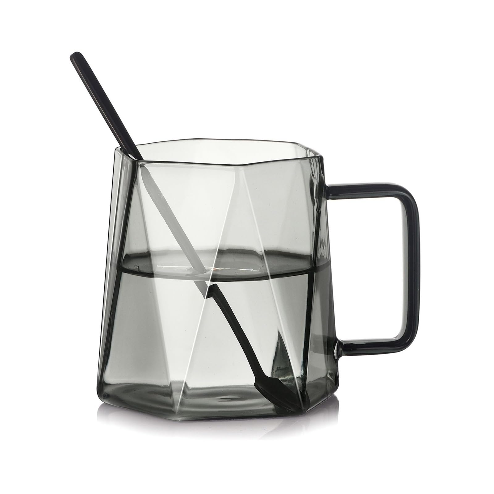 Taza cristal diamante de borosilicato negro con alta resistencia térmica