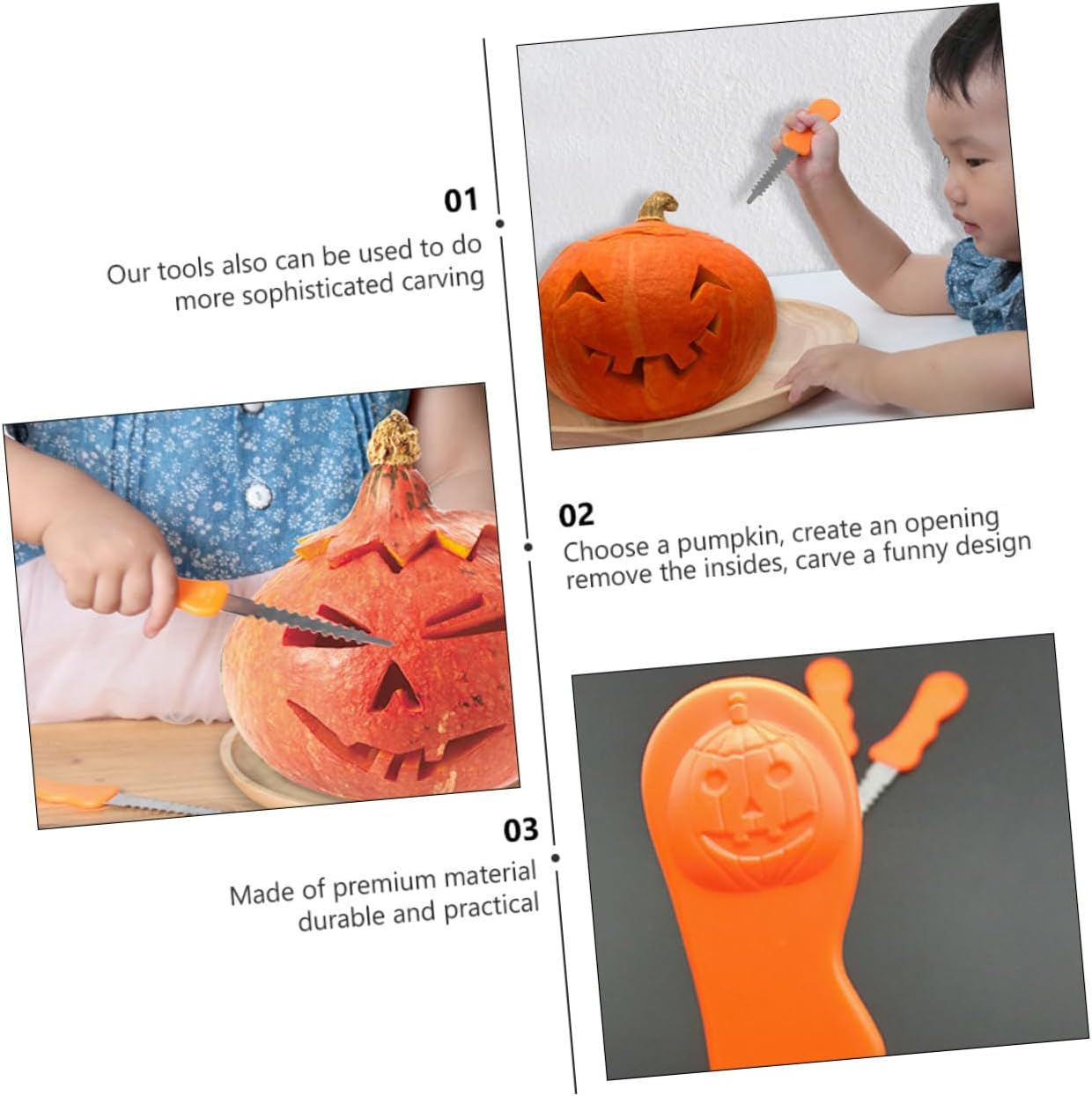Halloween Pumpkin Carving Tool 5-piece Set Stainless Steel for Boys and Girls Adults for Decor
