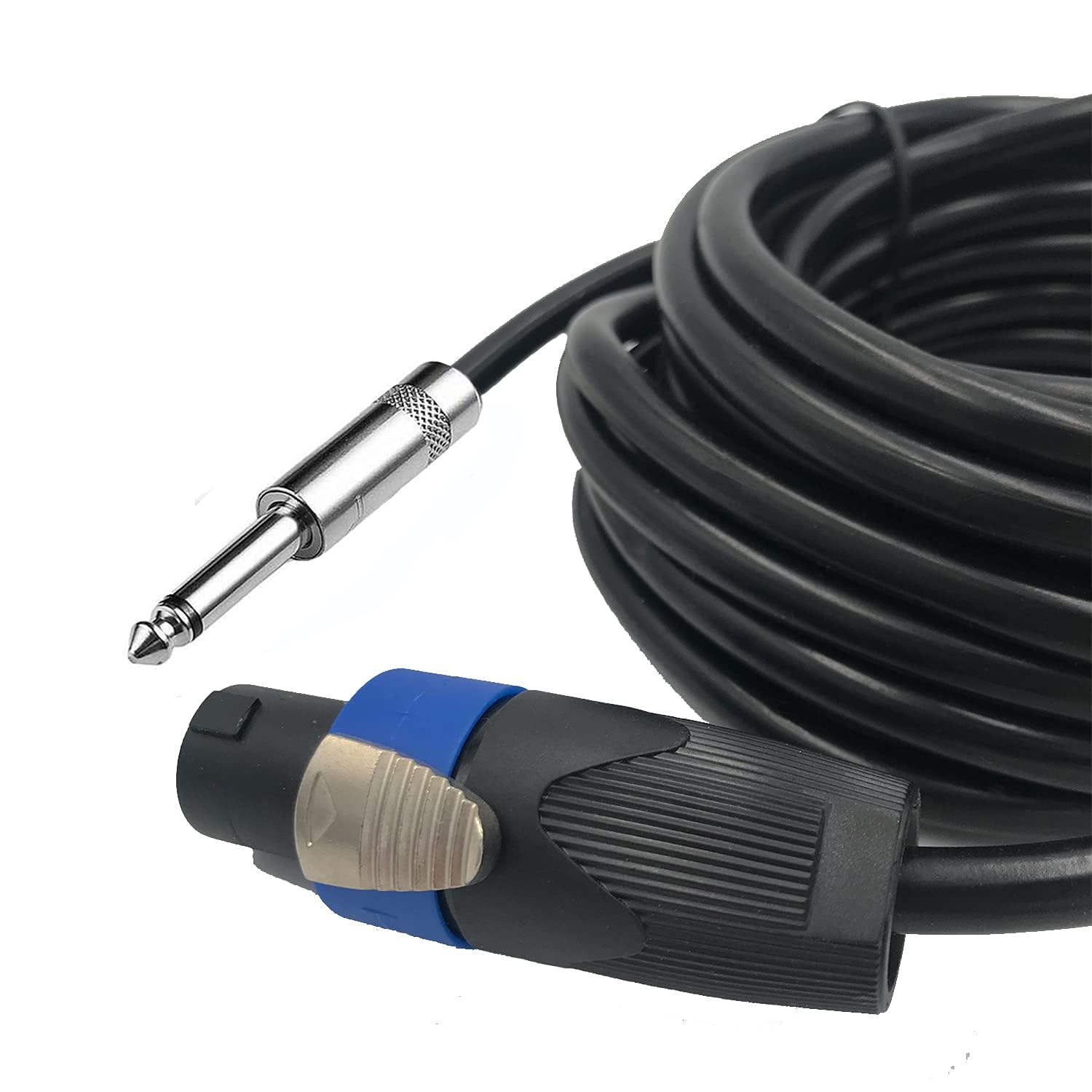 Confezione da 2 cavi per altoparlanti Speakon da 30,5 m a maschio da 1/4", cavo di collegamento audio stereo da 30,5 m, cavi AWG da 12 gauge