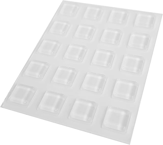 Happy Bananas Clear Self Adhesive Square Bumper Pads Rubber Feet for Coasters, Furniture, Glass, Cabinets, Crafts - 10mm x 2.5mm (20)