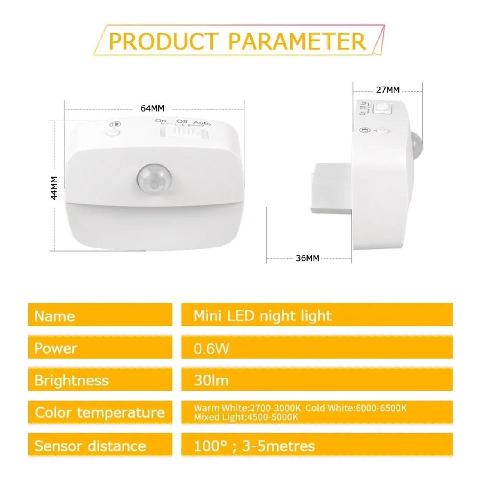 LED-Wandleuchte Mit PIR-Bewegungsmelder, Steckdose, Bewegungsmelder-Nachtlicht For Flur, Treppenhaus, Schlafzimmer Einfache Installation(3 Pieces)