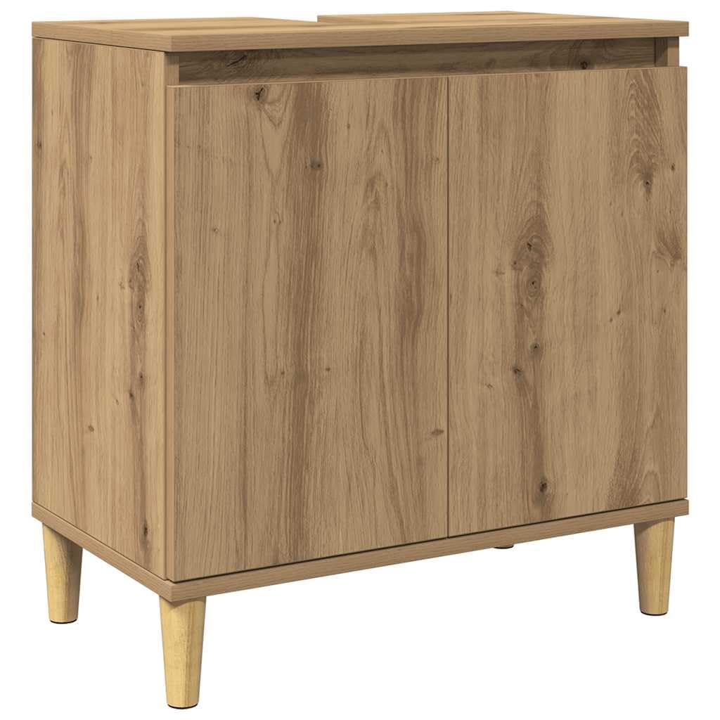 vidaXL Waschbeckenunterschrank, Waschtischunterschrank mit Stauraum, Unterschrank Holzbeine für Badezimmer, Badschrank Badezimmerschrank, Artisan-Eiche Holzwerkstoff