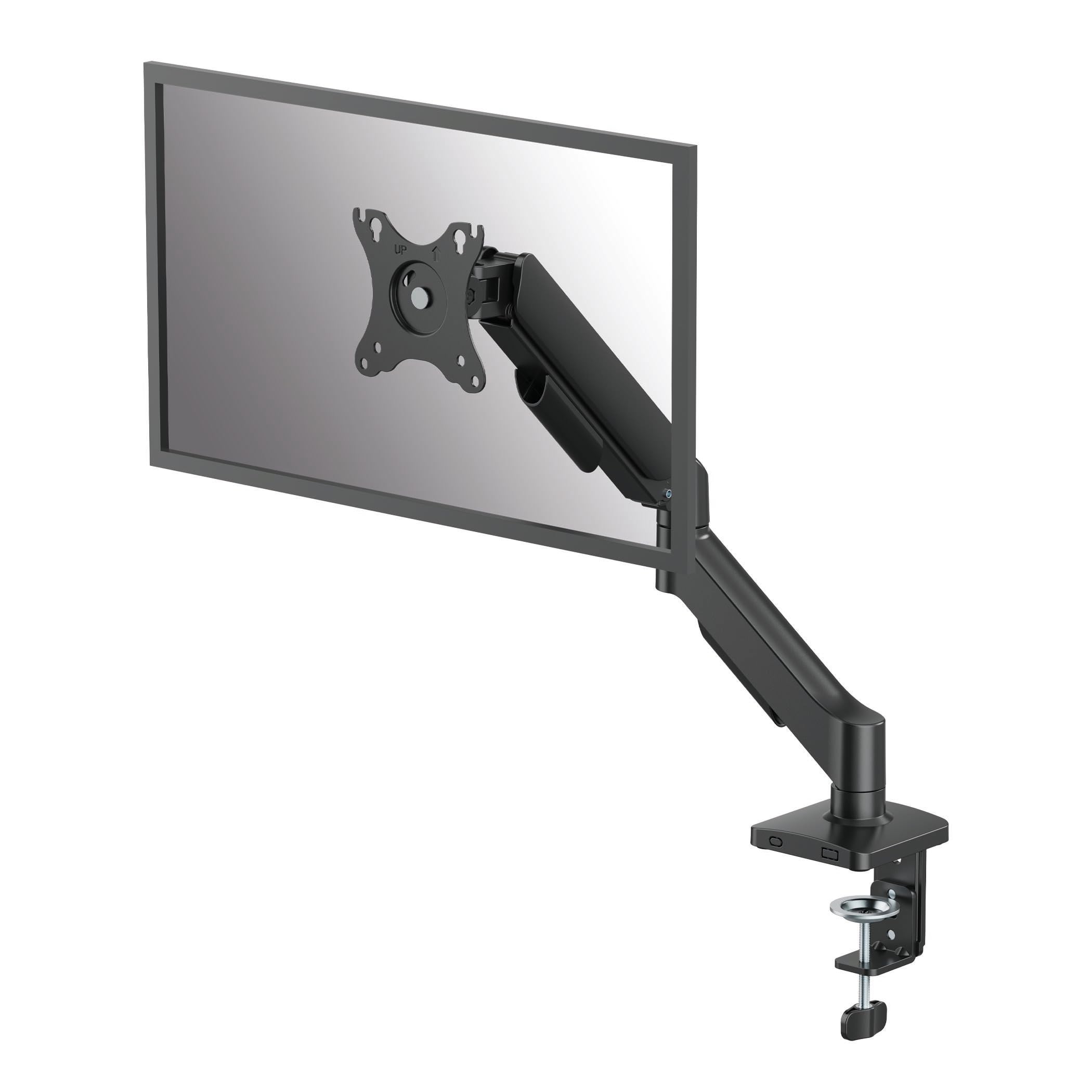 Fellowes Everyday Plus Single Gas Spring Monitor Arm Supports up to 32" Screens Weighing 4.4-19.84 lbs, Height Adjusting, Tilt, Swivel, Rotate, VESA