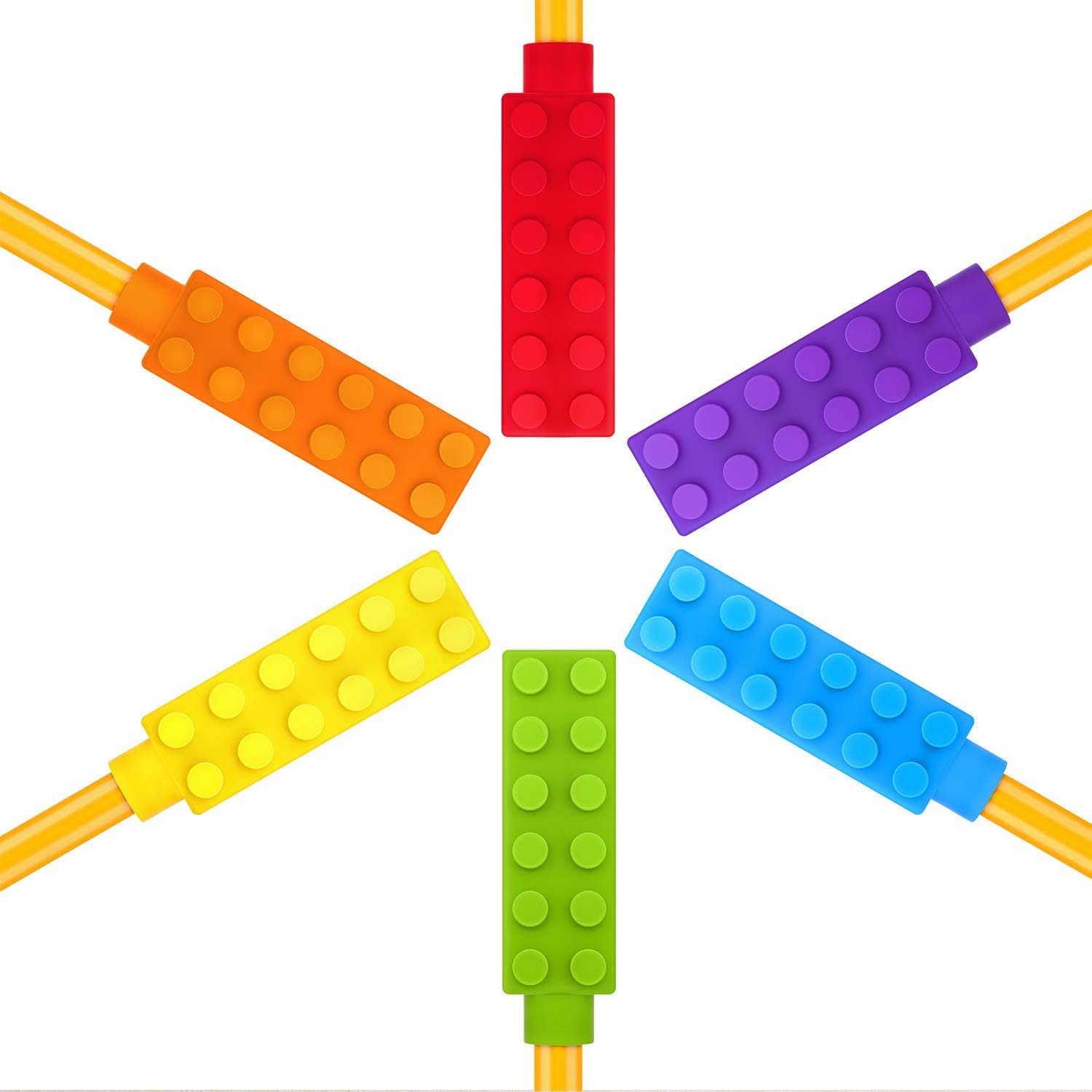 SOLACE Chewelry Chewable Pencil Toppers (6-Pack) - Chewy Pencil Toppers for Kids - Sensory Chew Topper Helps Girls & Boys with Sensory Needs