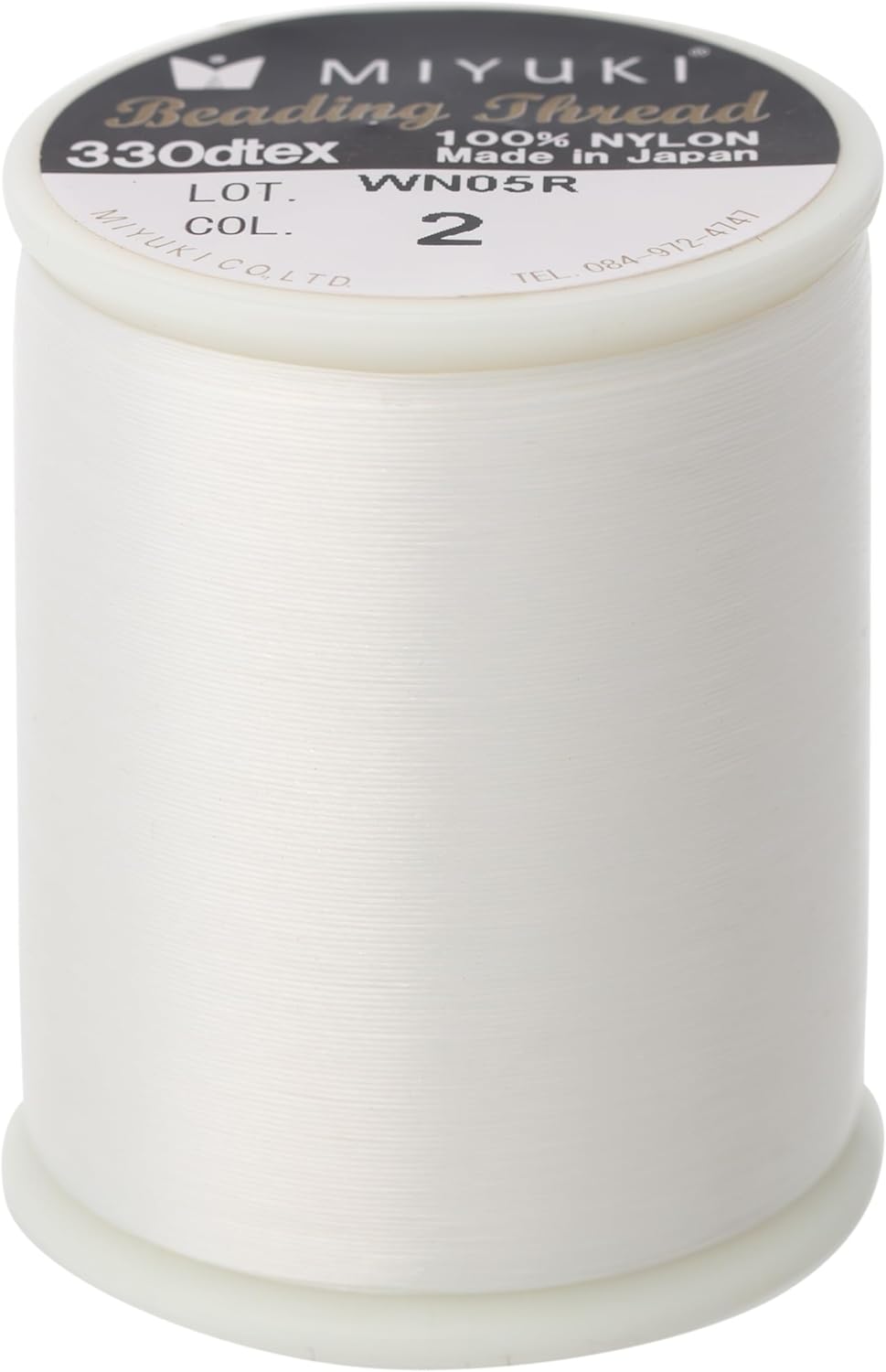 Miyuki Beading Thread – Pre-Waxed Nylon String for Stringing Projects, 500 Meter/545 Yard Spool, Eggshell Color, .2mm Diameter, Made in Japan
