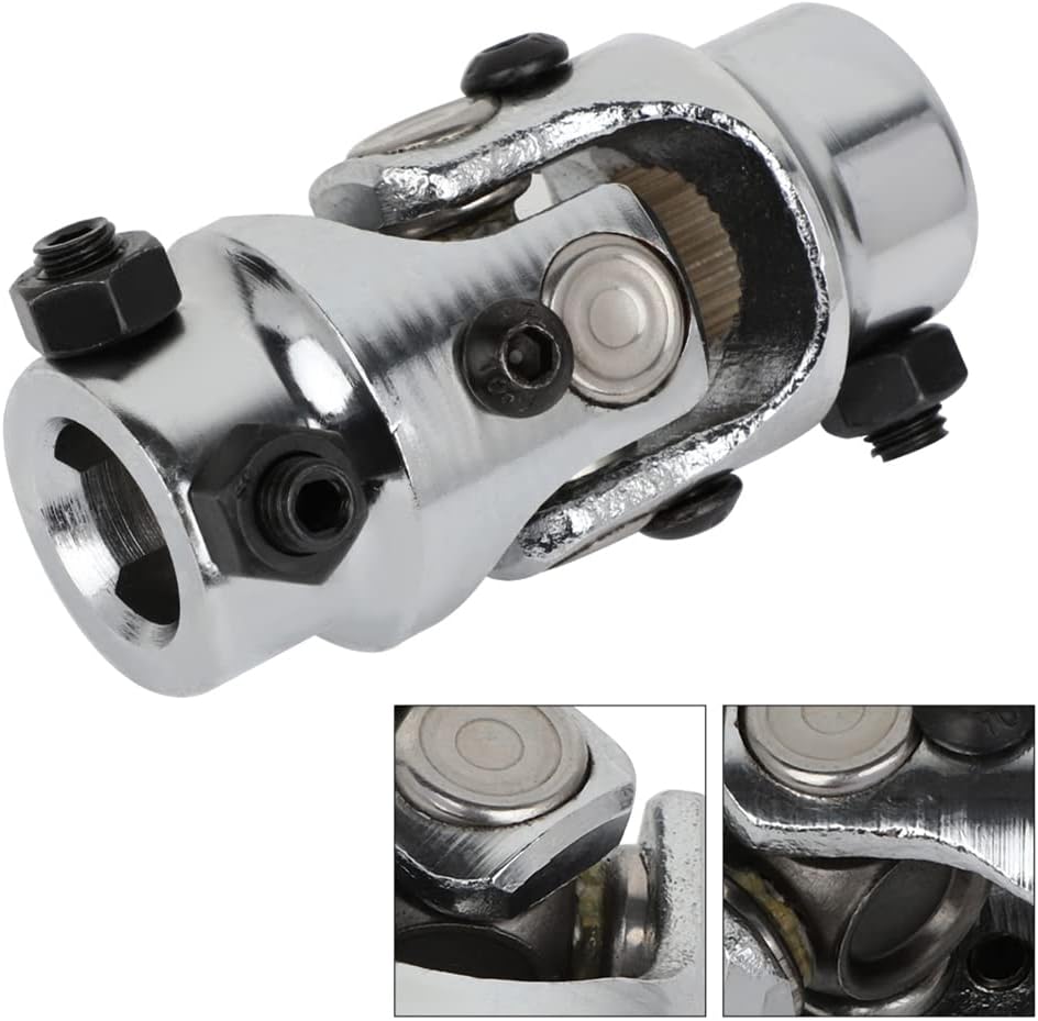 SCITOO 3/4" DD x 3/4"-36 Spline Steering Shaft Universal U-Joint Black Double, 127mm Working Angle 35 Degree
