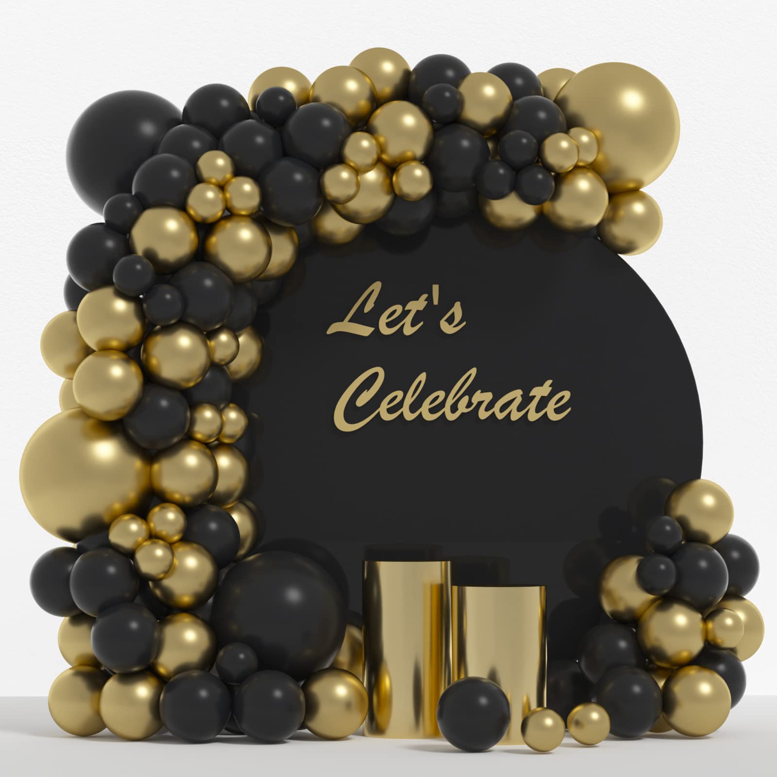 Buy Black and Gold Balloons Garland Arch Kit Metallic Gold And Black ...