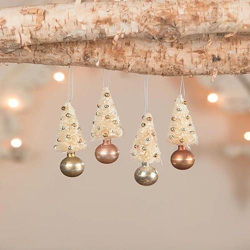 Bethany Lowe Juego de 4 cepillos metálicos para botellas y adornos de bolas