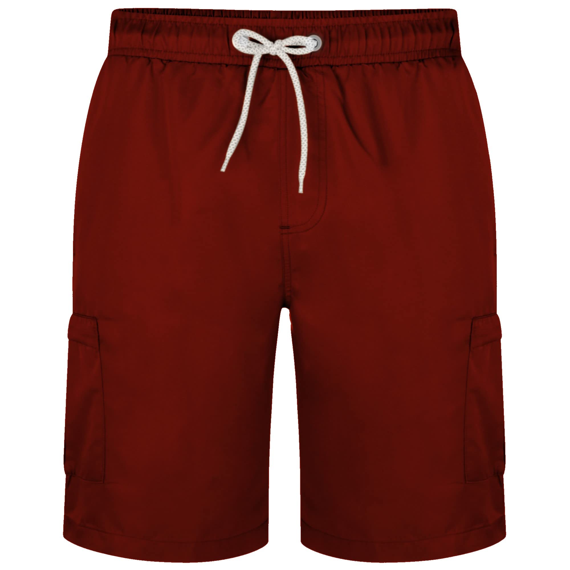 Kam Men's Burgundy Big Size Plain Cargo Swim Shorts (334) In In 8XL