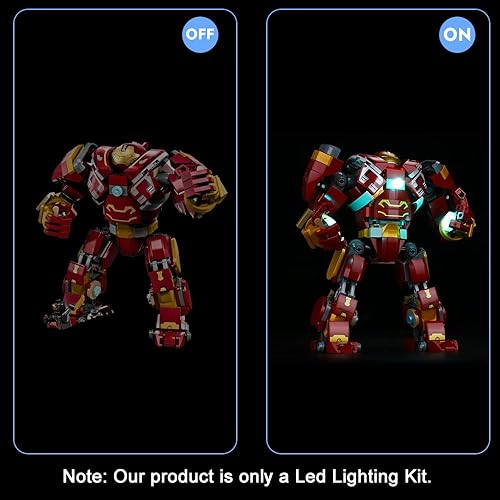 Miniatura 3 de VONADO Kit de luces LED para Lego The Hulkbuster 76247, iluminación de bricolaje compatible con Hulkbuster Lego The Battle of Wakanda (sin modelo