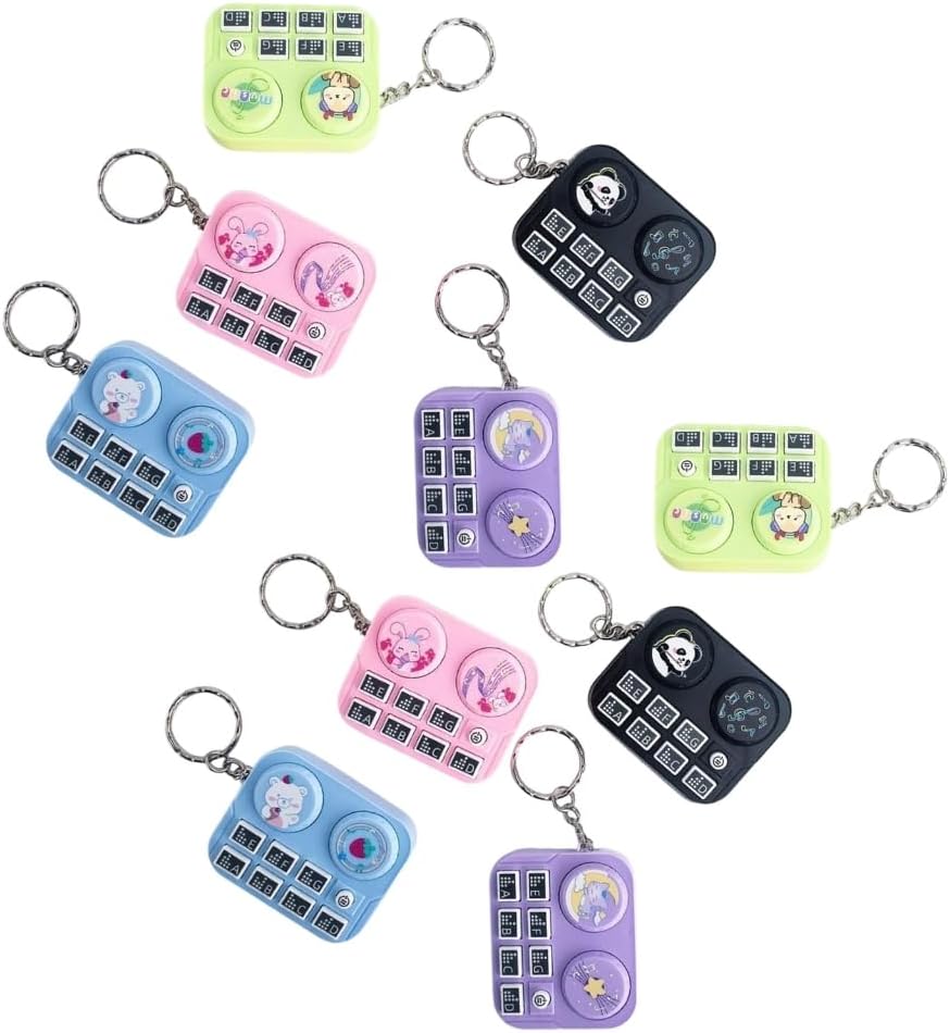 Pack of 10 Small DJ Controller Keychain Toy with Music Sound Effects Creative Holder Hanging Pendant Random Color