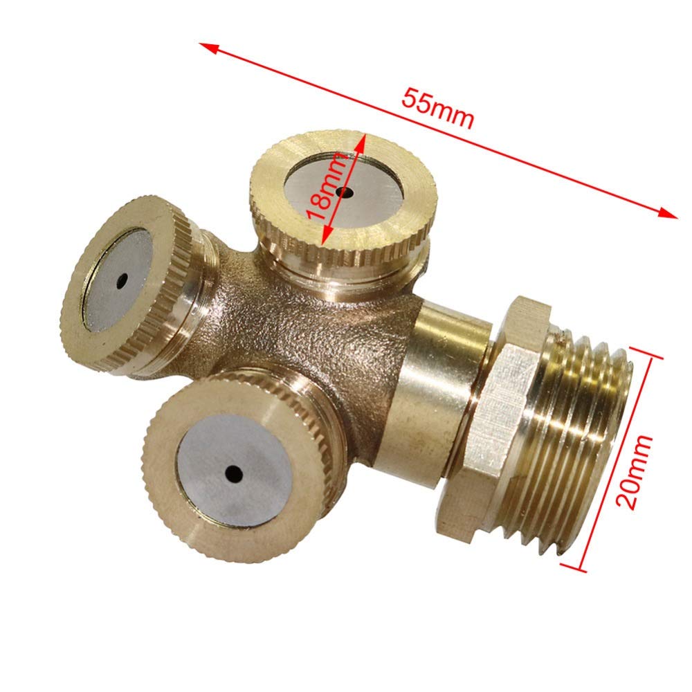 Buse de pulvérisation réglable en laiton pour irrigation de pelouse et arrosage du jardin, connecteur à 3 trous, parfait pour les serres et les outils agricoles