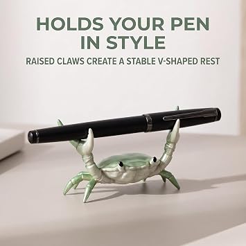 2Pcs Green Creative Crab Pen Holder Weightlifting Crabs Pen Stand Storage Rack, Pencil Holders Desk Supplies Holders and Dispensers, Desk Accessories and Workspace Organizer