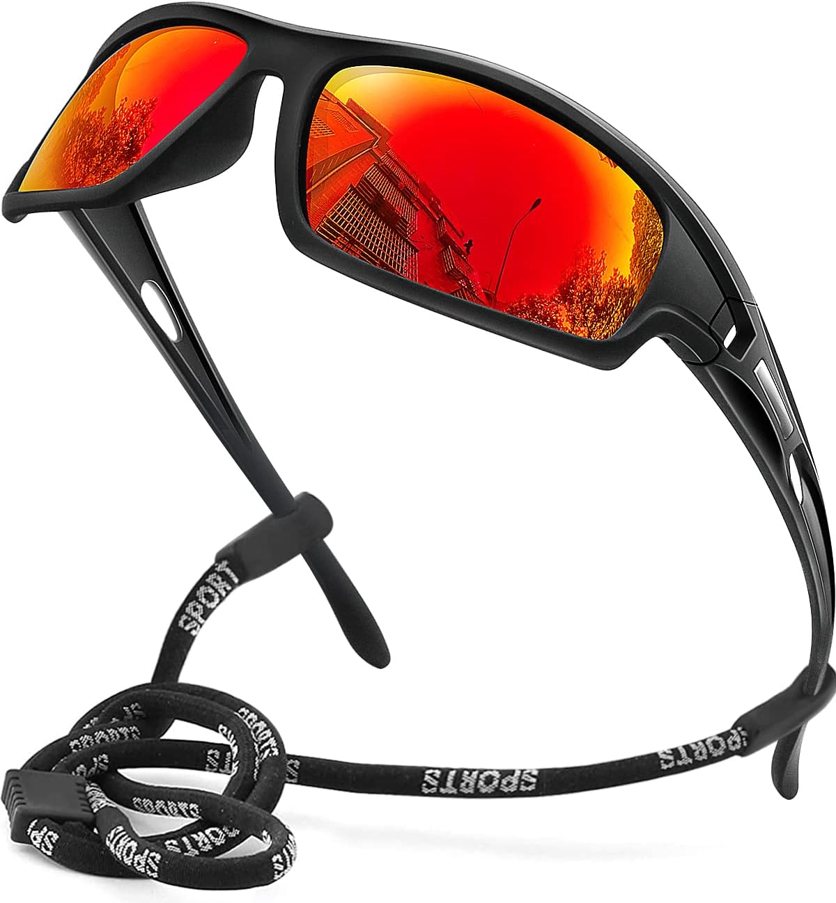 Black Frame Red Mirror Lens