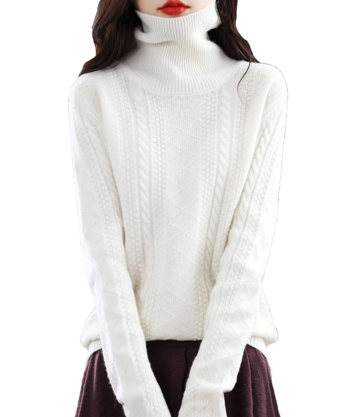 Autunno Inverno Maglione di Lana Donna Sciolto Spesso Dolcevita Maglione Pullover di Base Caldo Manica Lunga Maglione Top