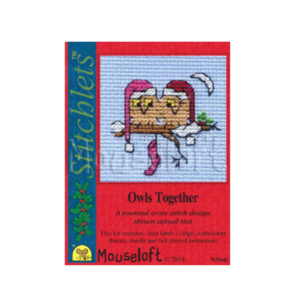 Mouseloft Mini Cross Stitch Kit - Owls Together, Christmas Collection