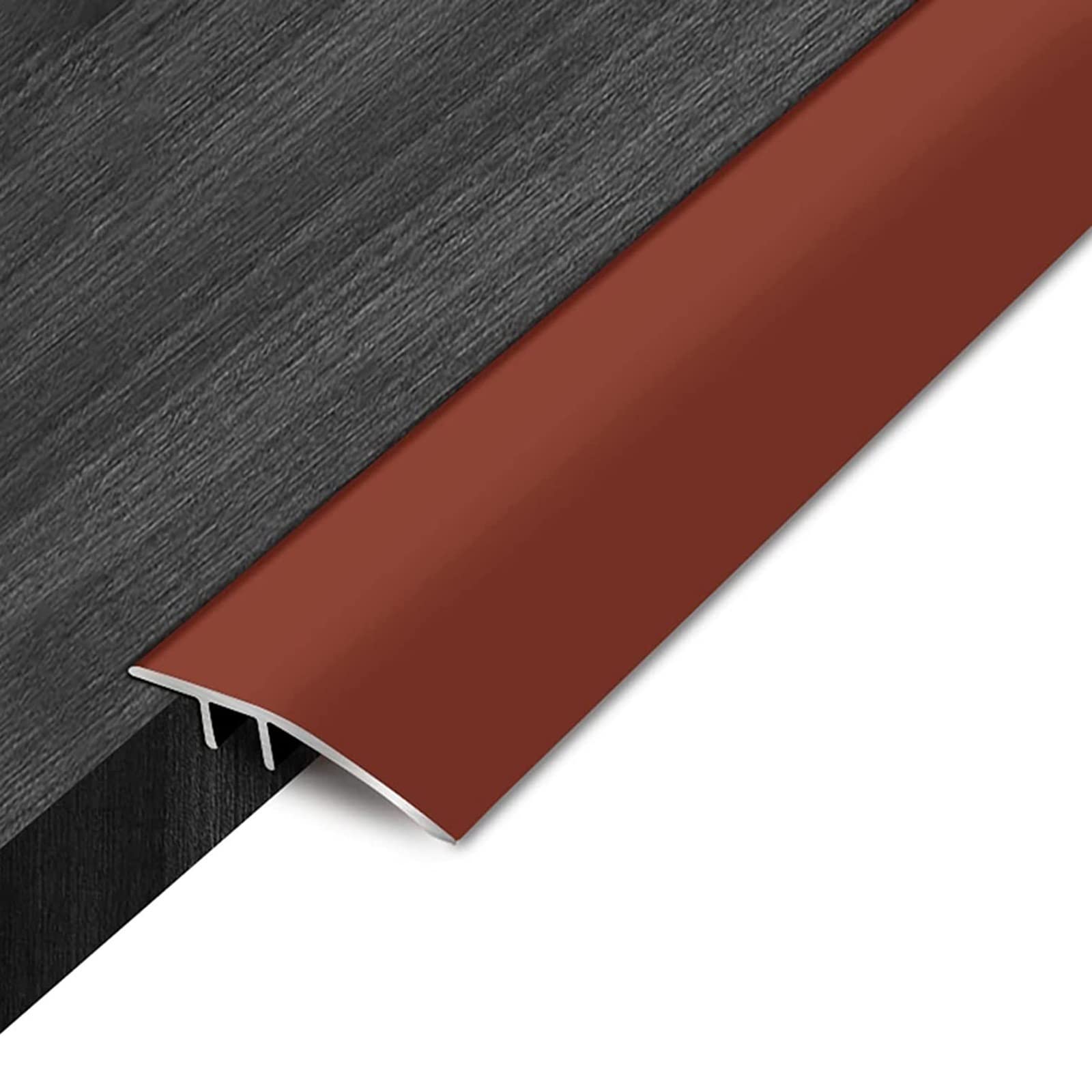 Aluminum Floor Divider Strip Thresholds Reducer,Self Adhesive Floor Transition Strip, Carpet Trim Bar for Front Door Doorways(Red,90cm/35.4in)