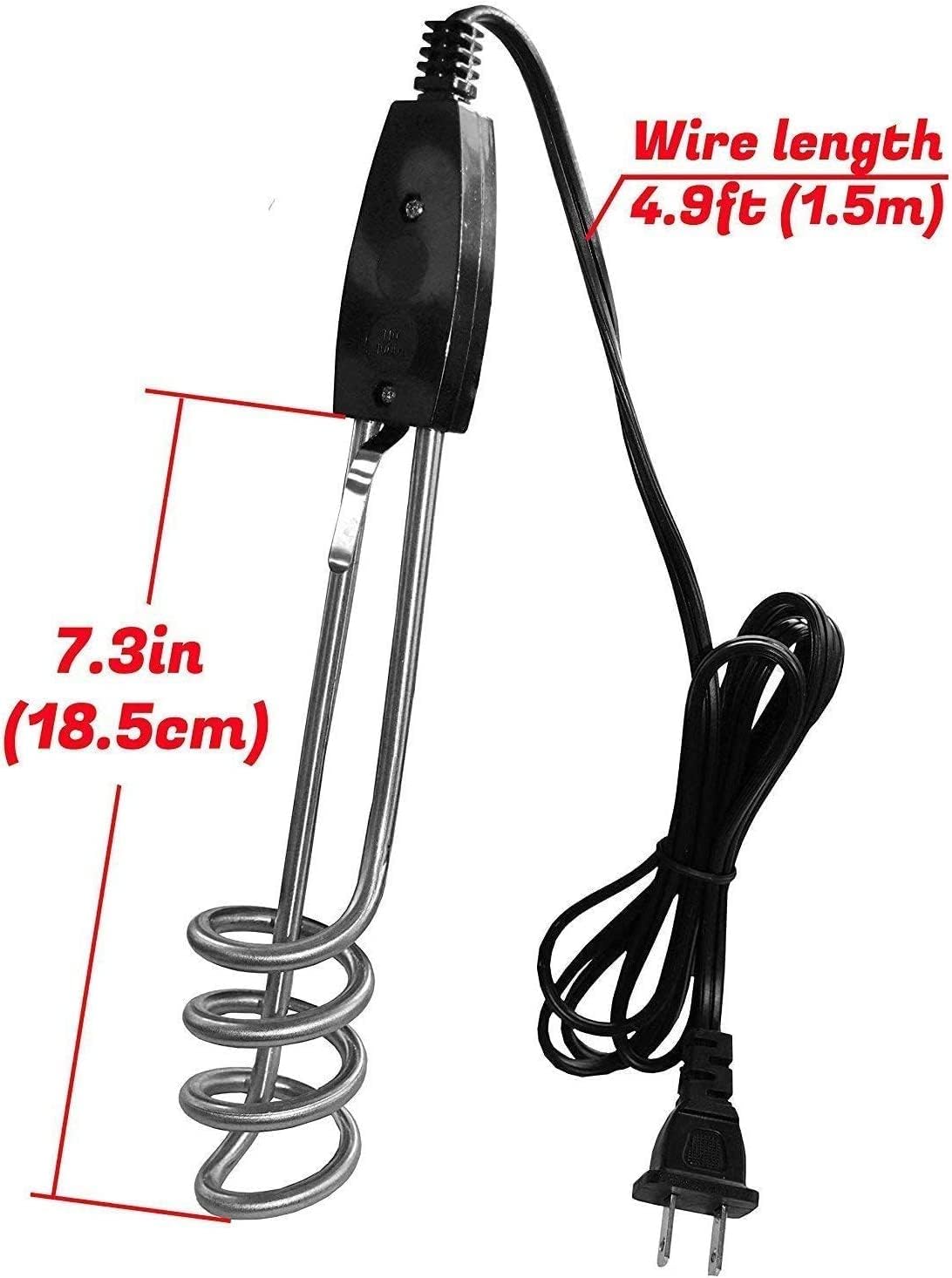 1000W-220 to 240V Water Heater Portable Electric Immersion Element Travel Water Heater Immersion Heater for Heating Water in Jug Flask or Bucket