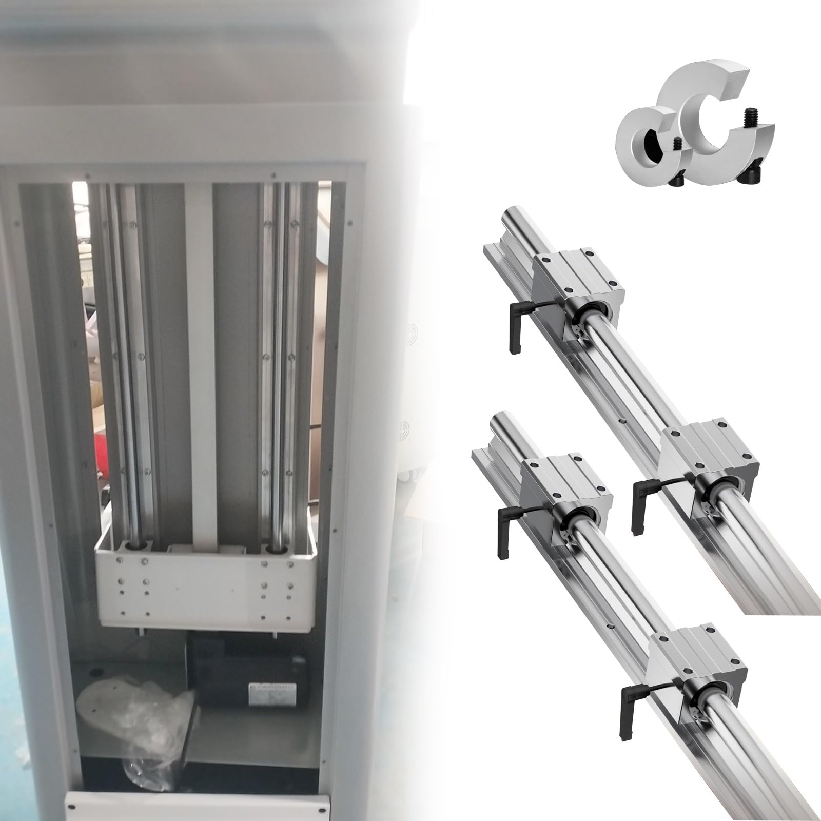 Rieles lineales y rodamientos, kit de rieles de guía de equipo CNC con bloque de rodamiento de carro y mango de bloqueo, sistema de riel deslizante, 1200 mm