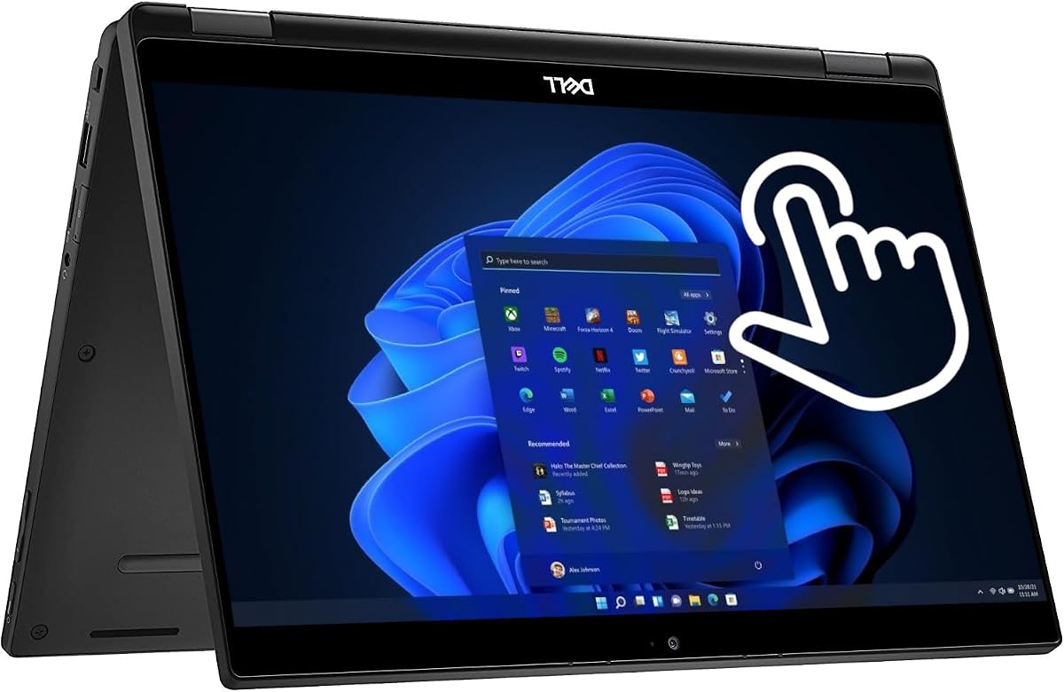 Laptop Dell Latitude 7390 de 13,3" FHD Touch 2 en 1, Intel Core i7-8650U hasta 3,6 GHz, 16 GB de RAM, 1 TB NVMe SSD, DisplayPort a través de USB-C, HDMI, Wi-Fi, Bluetooth, Windows 11 Pro (renovado)