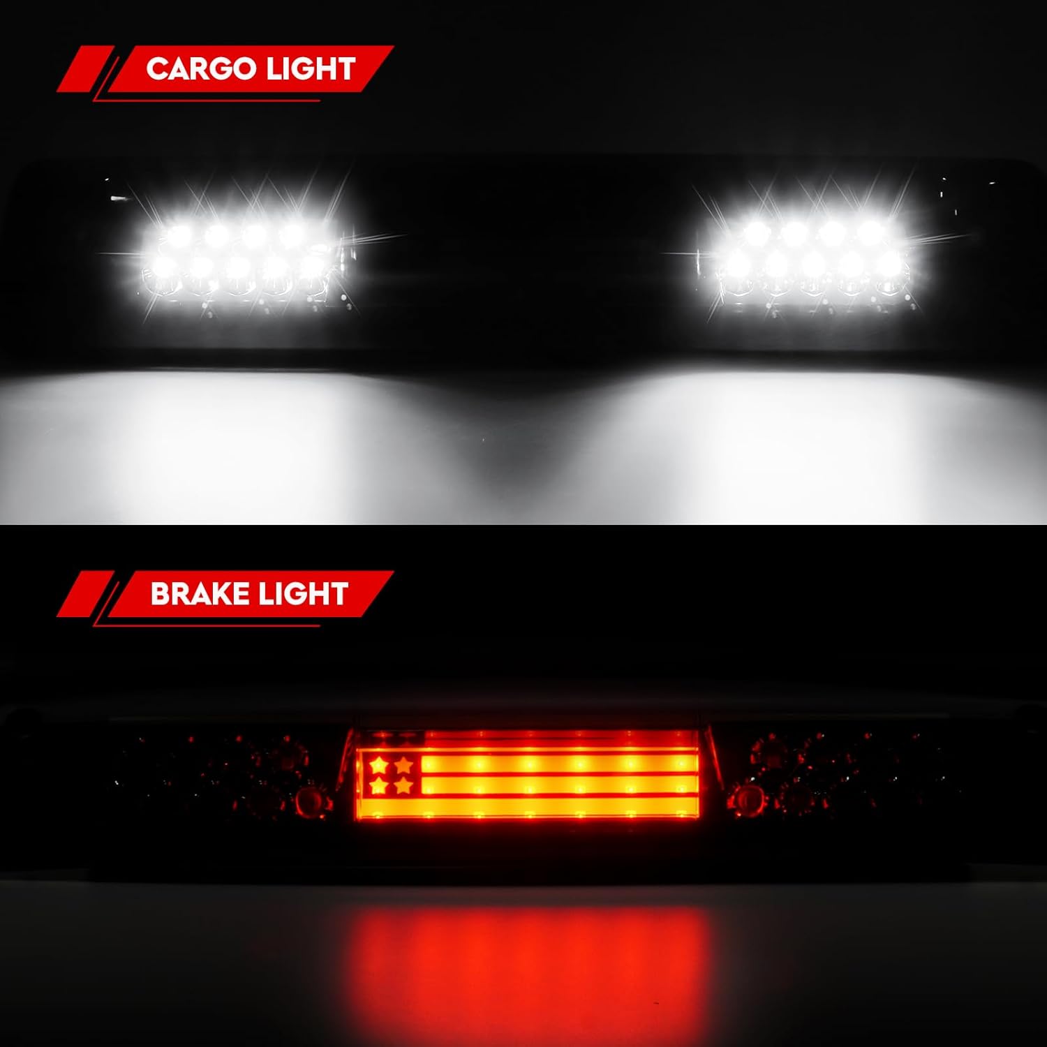 Tresound Led 3rd Brake Cargo Light for 2002-2008 Dodge Ram 1500; 2003-2009 Dodge Ram 2500 3500, Third Center High Mount Stop Lamp (Chrome Housing + Smoke Lens) 55077123AE