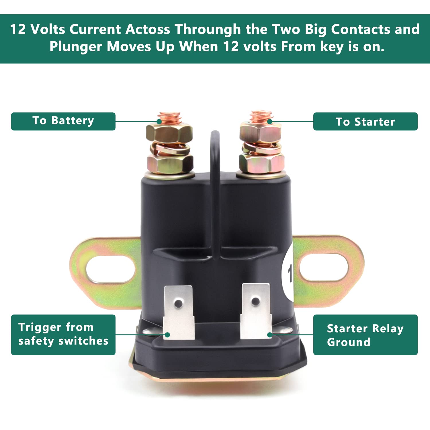 Zhushan Starter Relay Solenoid,Replaces 435-151 AM138068 725-04439 862-1211-211-16,fits John Deere,MTD Cub Cadet,Lawn Tractor, Marine Outboards,Inboard Power Tilt,Johnson,Trim Motor Applications