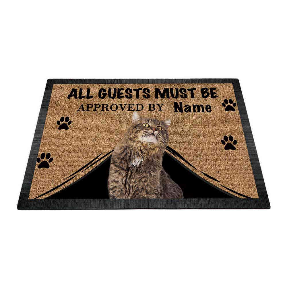 BAGEYOU Personalized Doormat with My Love Dog Lovely Maine Coon Welcome Floor Mat All Guests Must be Approved 27.5" x 17.7"