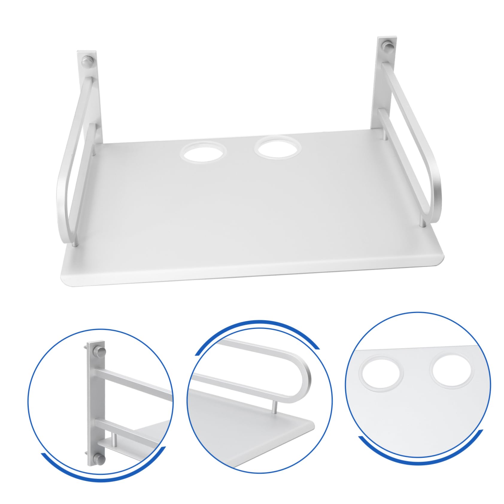 Wandmontiertes Aufbewahrungsregal zur Wandmontage aus Aluminium Silber mit Ablagefach Stabil für Router und Receiver für Wohnzimmer und Büro