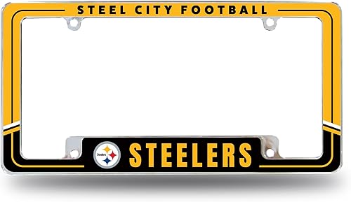 Rico Industries Marco de matrícula automotriz de fútbol americano NFL de dos tonos de 12" x 6" cromado completo para automóvilcamiónSUV