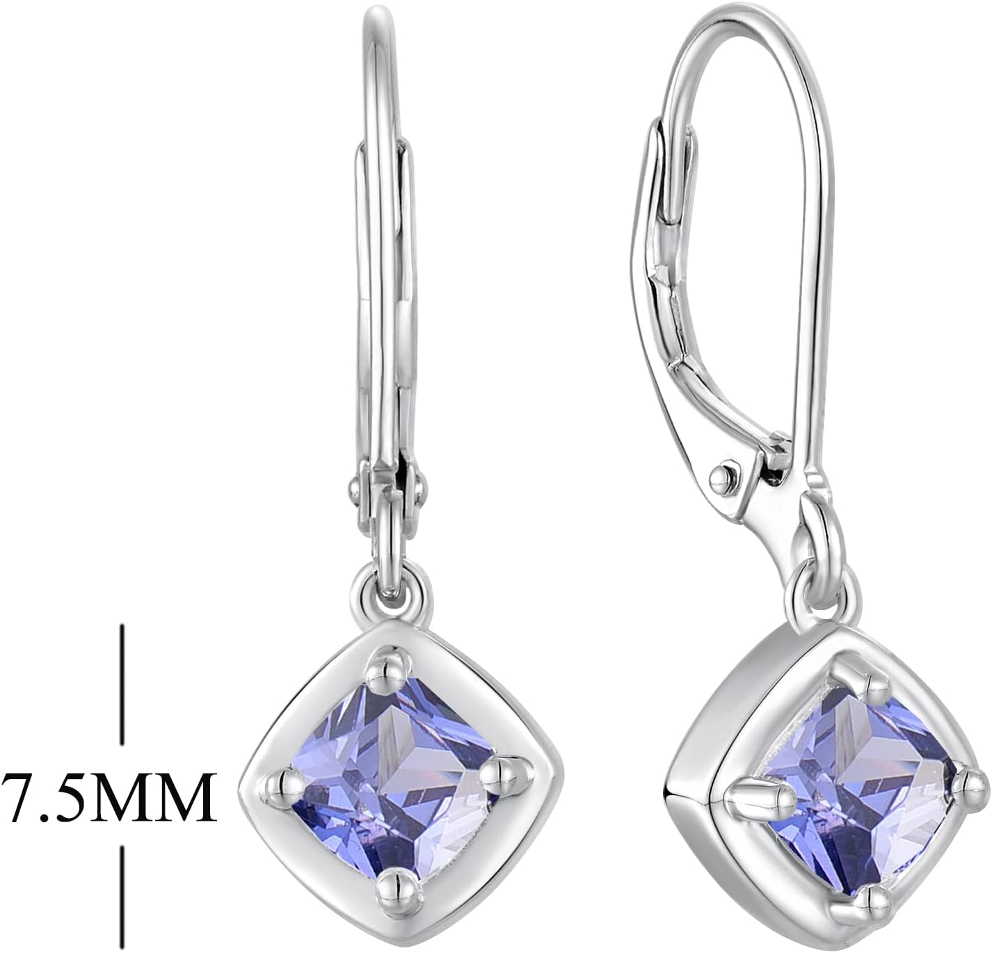JO WISDOM Women Earrings,925 Sterling Silver Leverback Dangle & Drop Earrings with 5 * 5MM 3A Cubic Zirconia