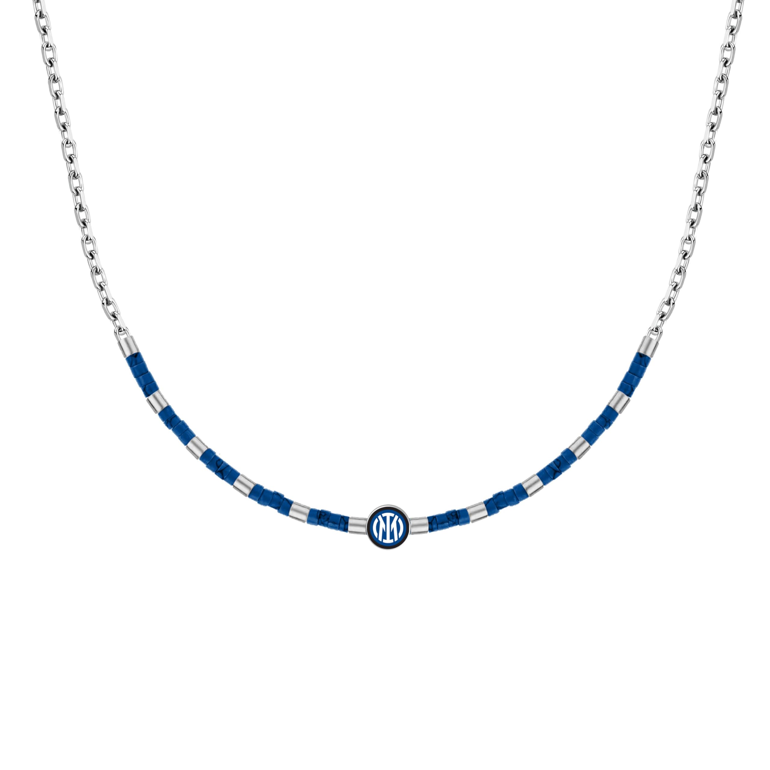 Clondo Collana Uomo Donna Inter in Acciaio Inossidabile – Prodotto Ufficiale Calcio – Gioiello con Logo – Idea Regalo Elegante per Tifosi Neroazzurri – Ragazzo e Ragazza