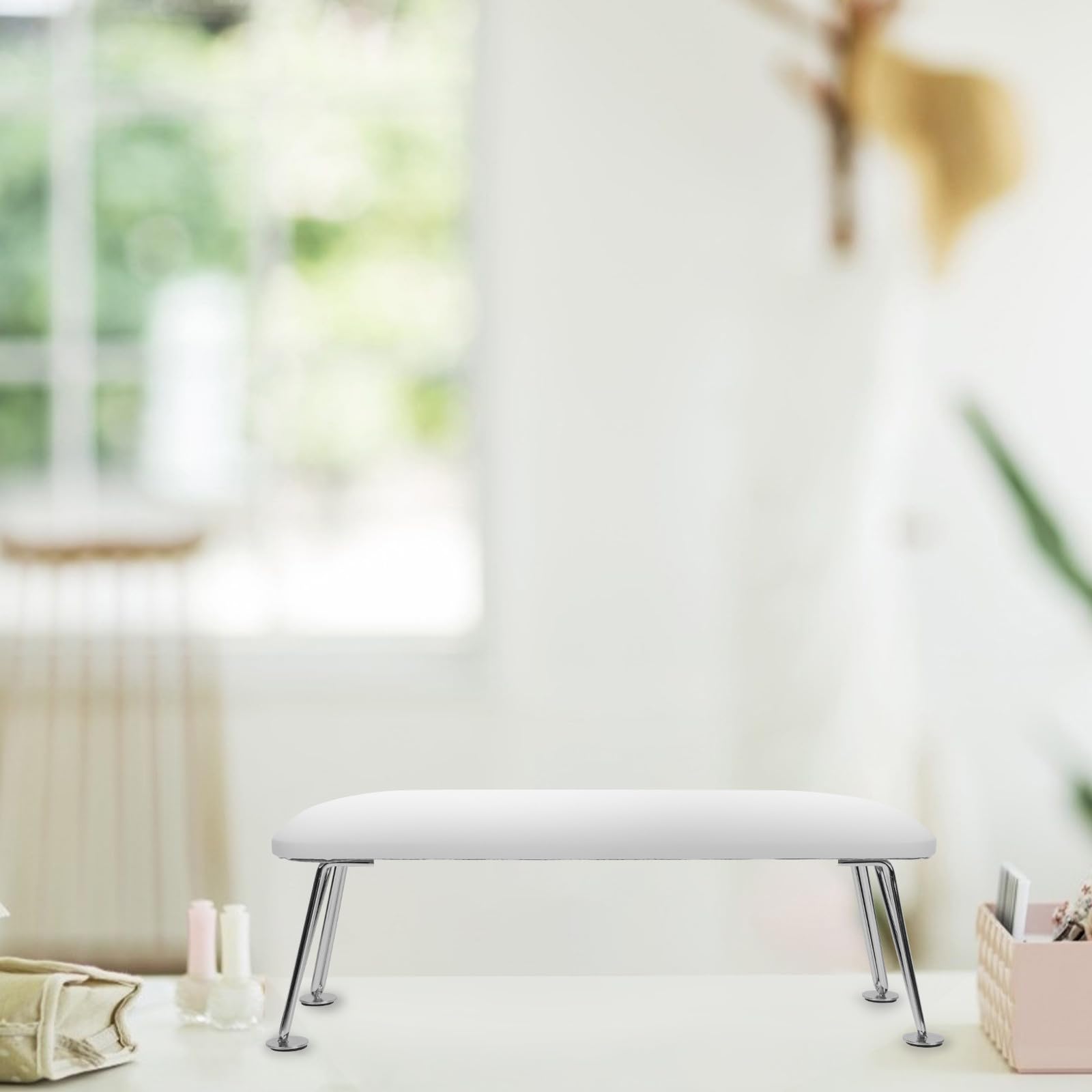 Almohada Soporte de Acero Inoxidable, Cojín Multifuncional de Cuero Flexible para Reposamanos de Uñas para Manicura en Casa y Salón de Belleza