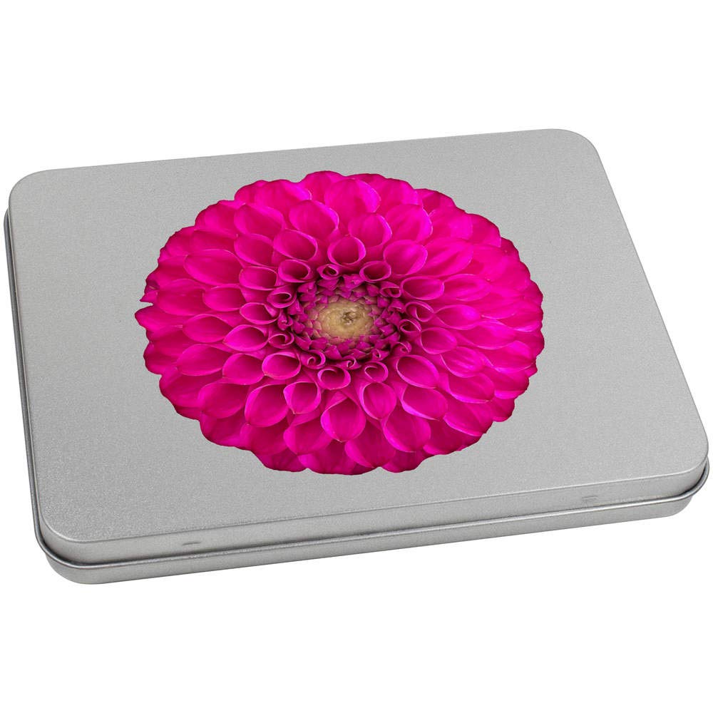 Azeeda 170mm 'Pink Dahlia' Metal Hinged Tin/Storage Box (TT00113675)